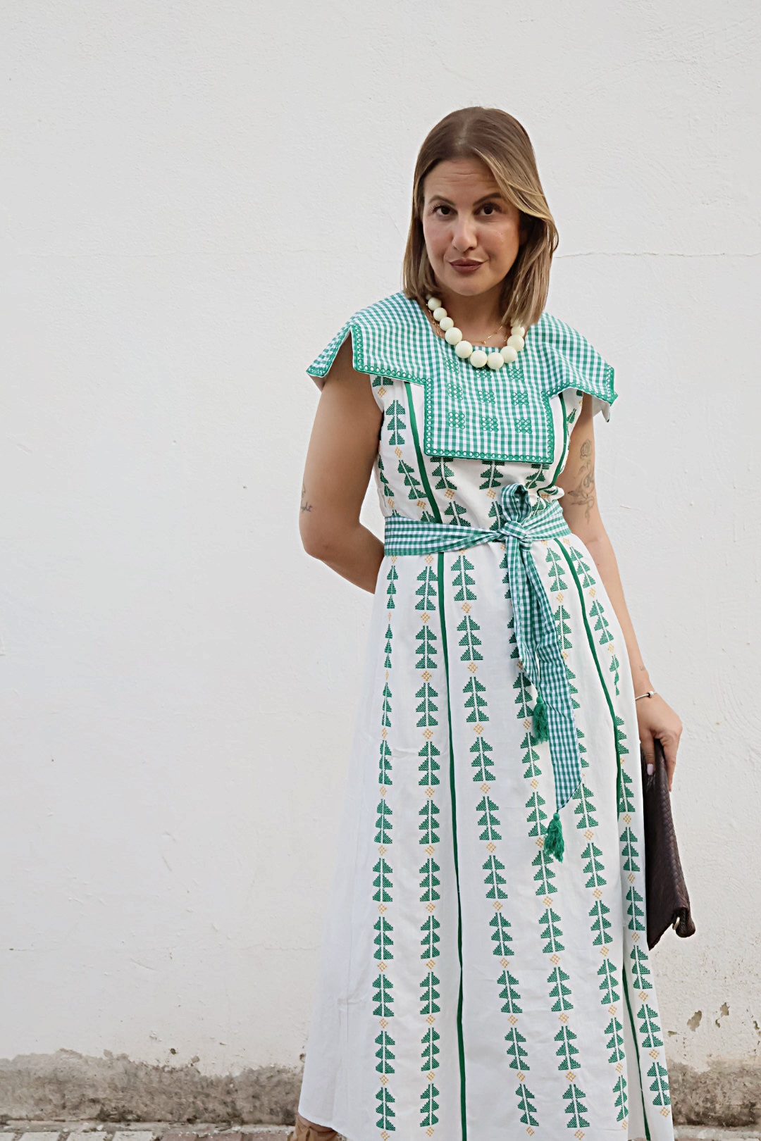 Vestido bordado MARINA verde