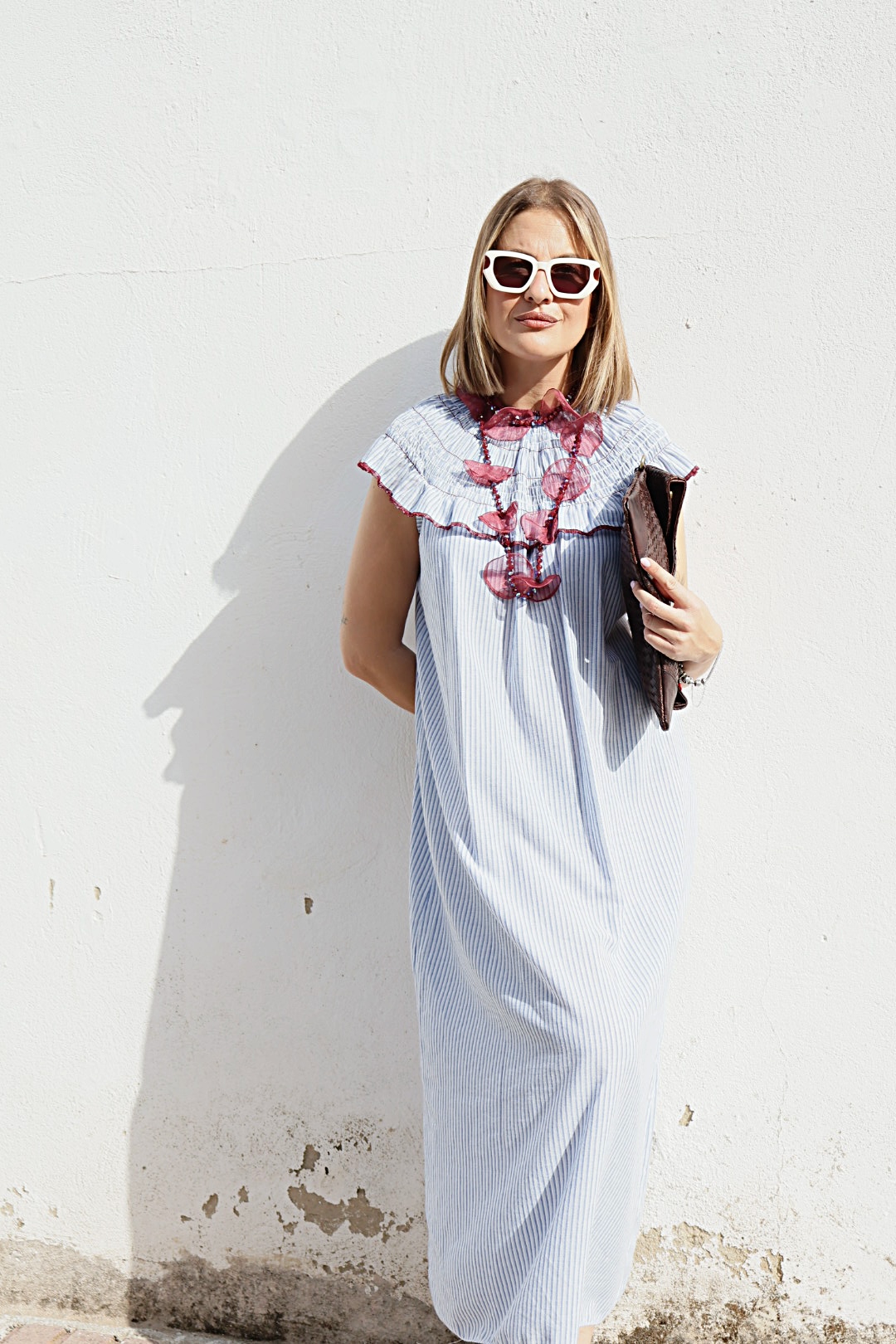 Vestido MANILVA CUELLO celeste