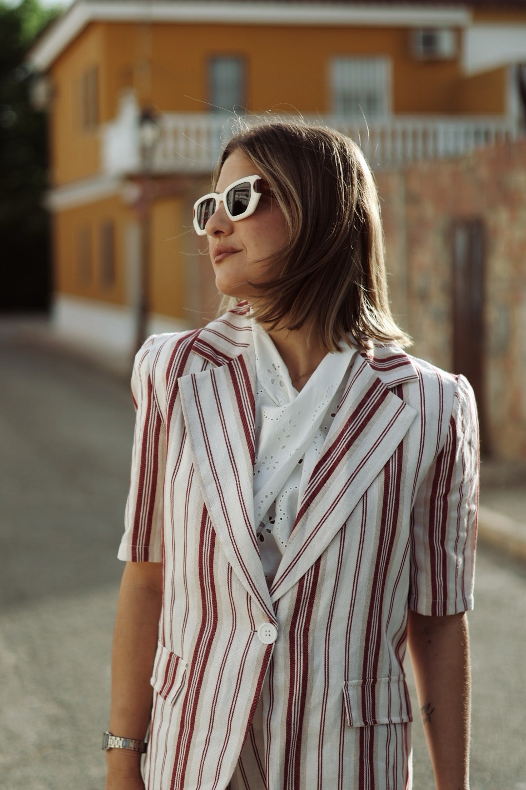 Chaqueta stripe rojo algodón